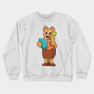 Bear as Secretary at Call with Phone Crewneck Sweatshirt